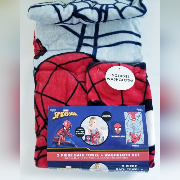 NEW Marvel Spiderman 2-Piece Bath Towel & Washcloth Set - Picture 4 of 7